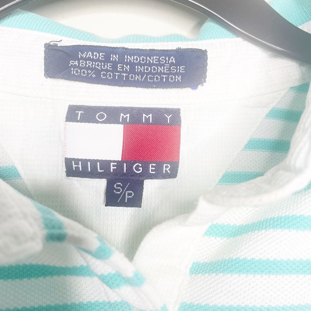Tommy Hilfiger Vintage Women's Teal White Golf Polo Shirt Women's Size Small - Picture 4 of 4